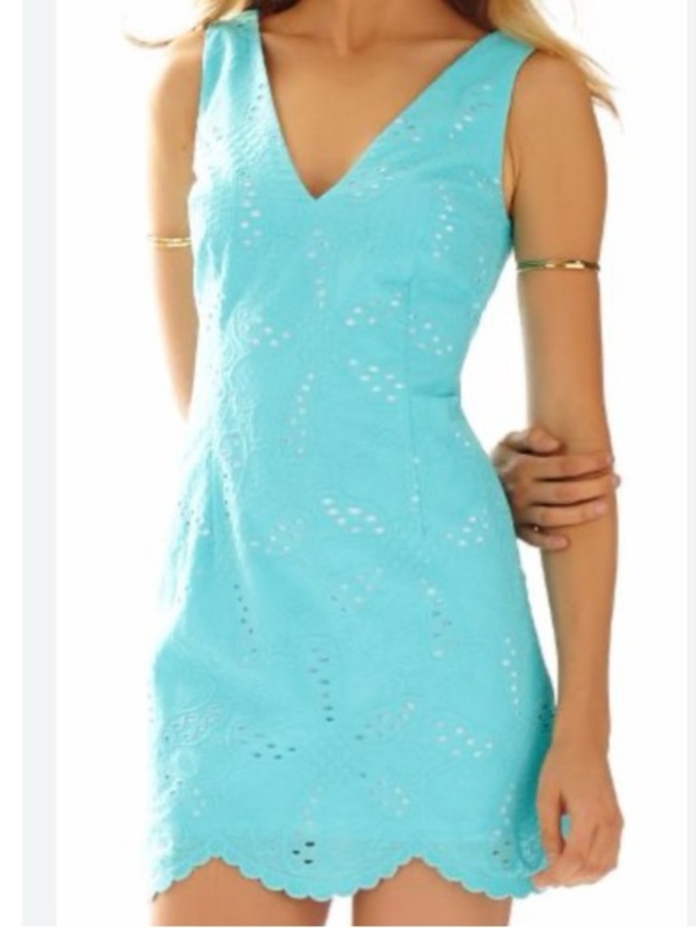 Lilly Pulitzer Madden Dress in Shorely Blue Jumbo PetalEyelet Women’s Size 4 EUC